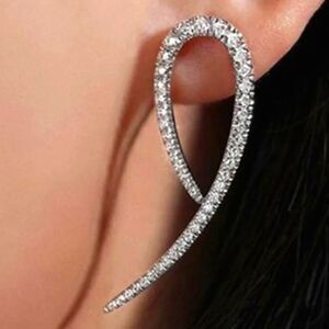 New Women's Clear White Diamond Dangle Stud Back Earrings o…